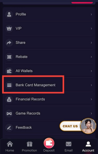 Step 1: First, visit the Bank Card Management section