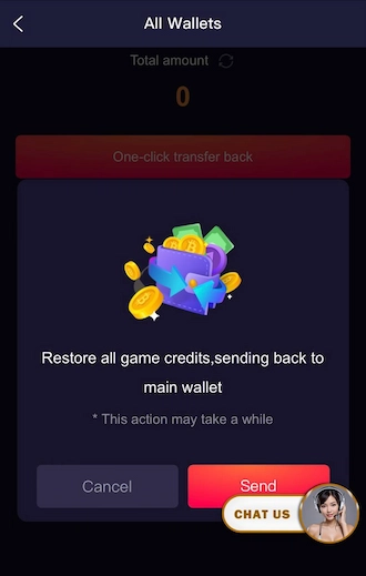 Step 3: Notification system: Restore all game credits, sending back to main wallet